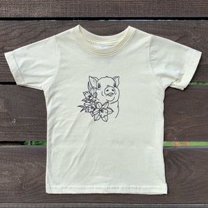 Toddler t-shirt, original pigs + daffodils print